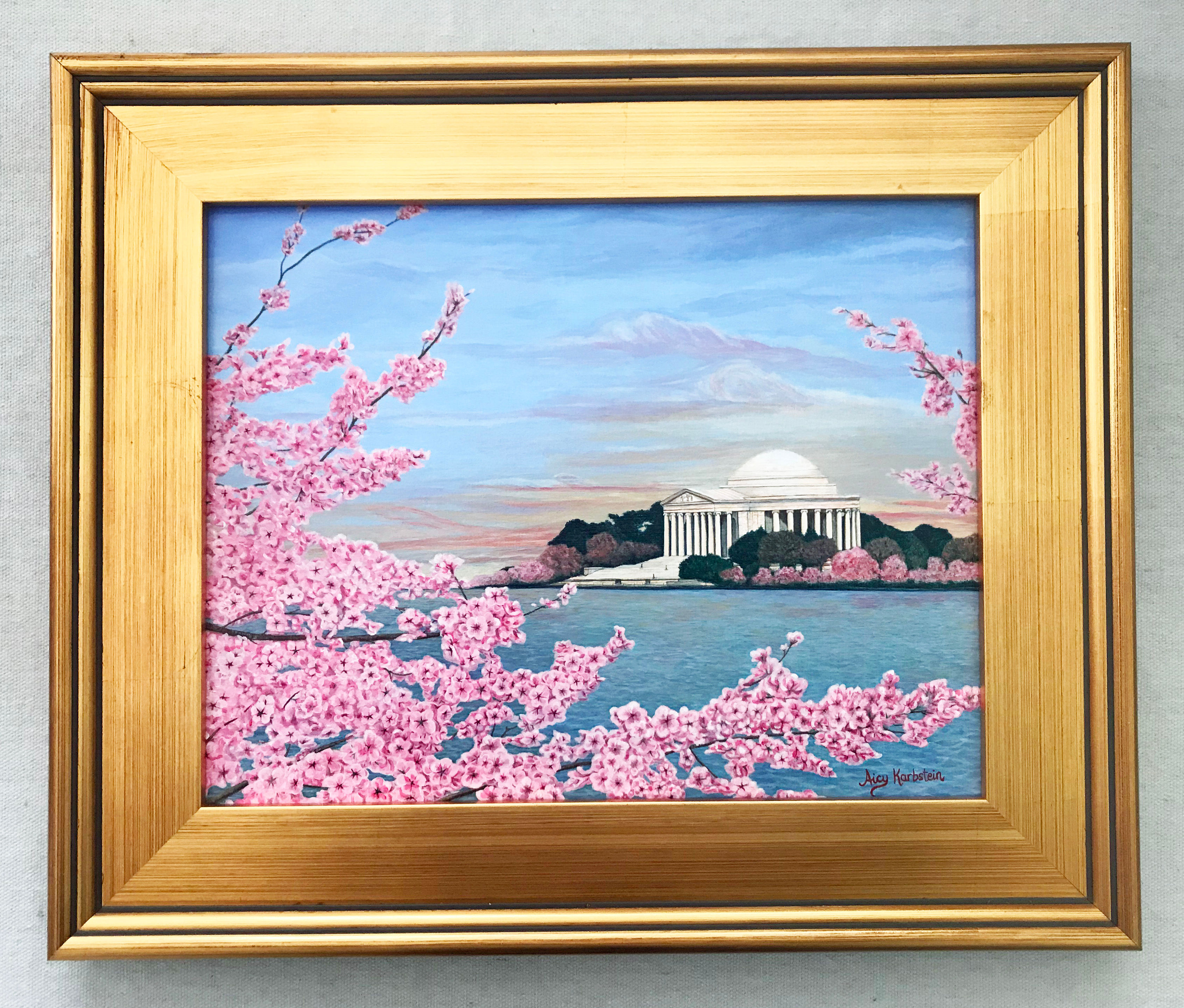 "Cherry Blossoms at Sunrise" Acrylics on Canvas Painting