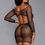Thumbnail: Long Sleeve Lace & Net Bodystocking Dress