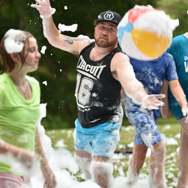Foam party for a theater camp