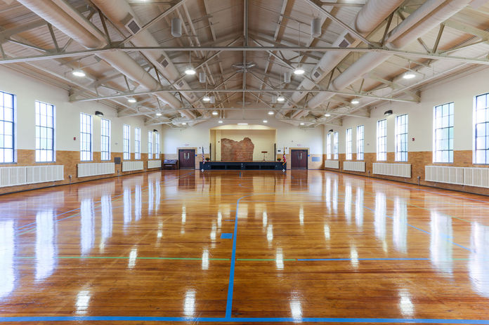 Gymnasium where students gather for various activities throughout their school day at Wye River Upper School