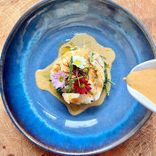 Delicious seafood dish with creamy sauce