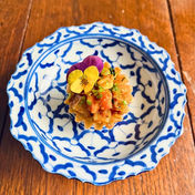 Delicious Thai appetizer on blue plate