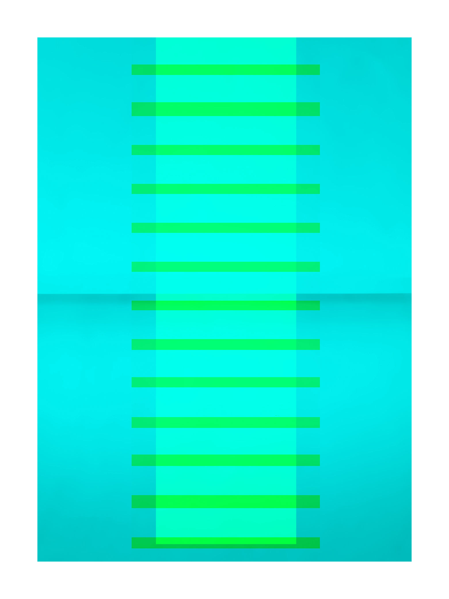 Composición geométrica con superficies metálicas y colores saturados.
