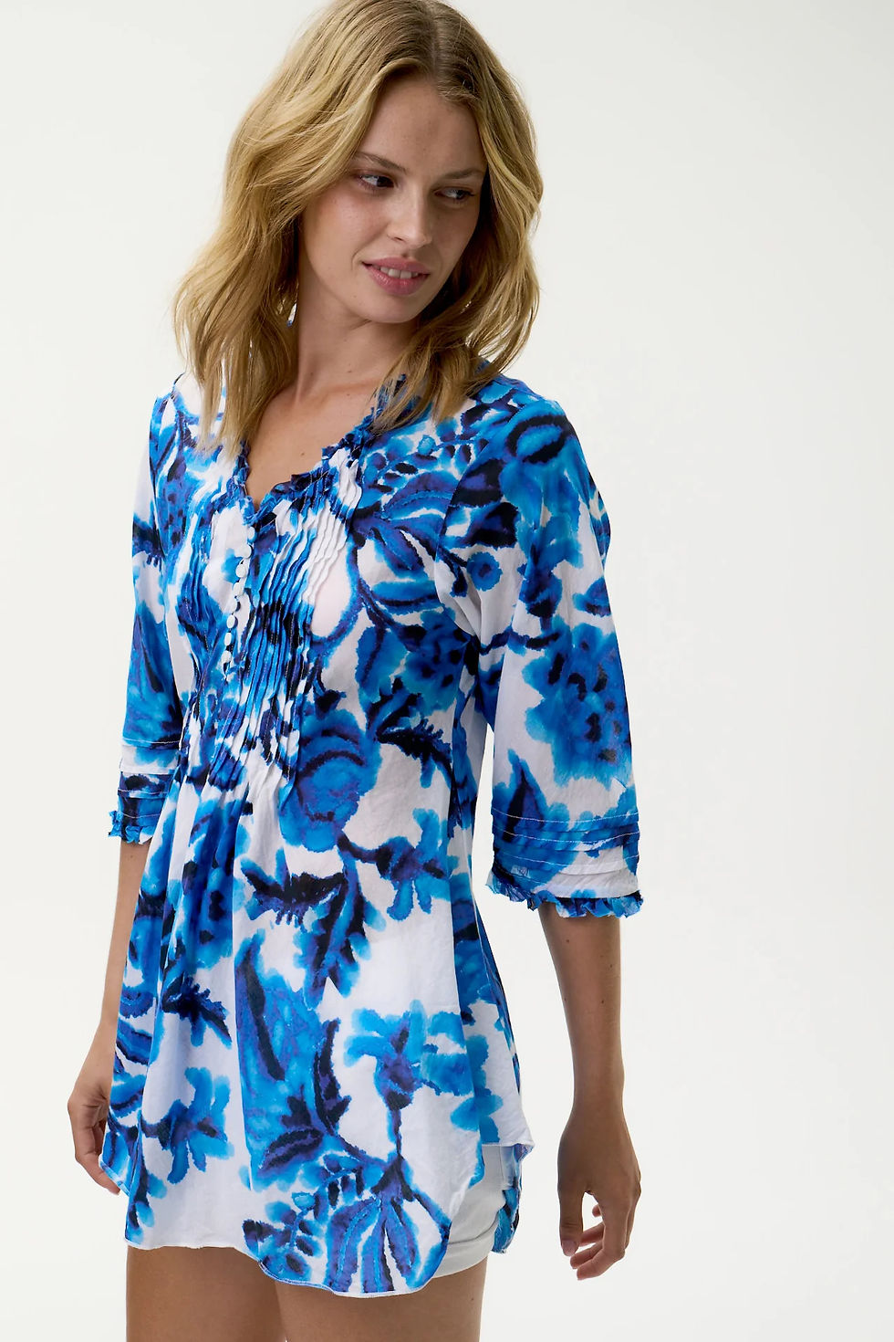 Thumbnail: Poppy Top-Turquoise Bay-Cotton-Blue