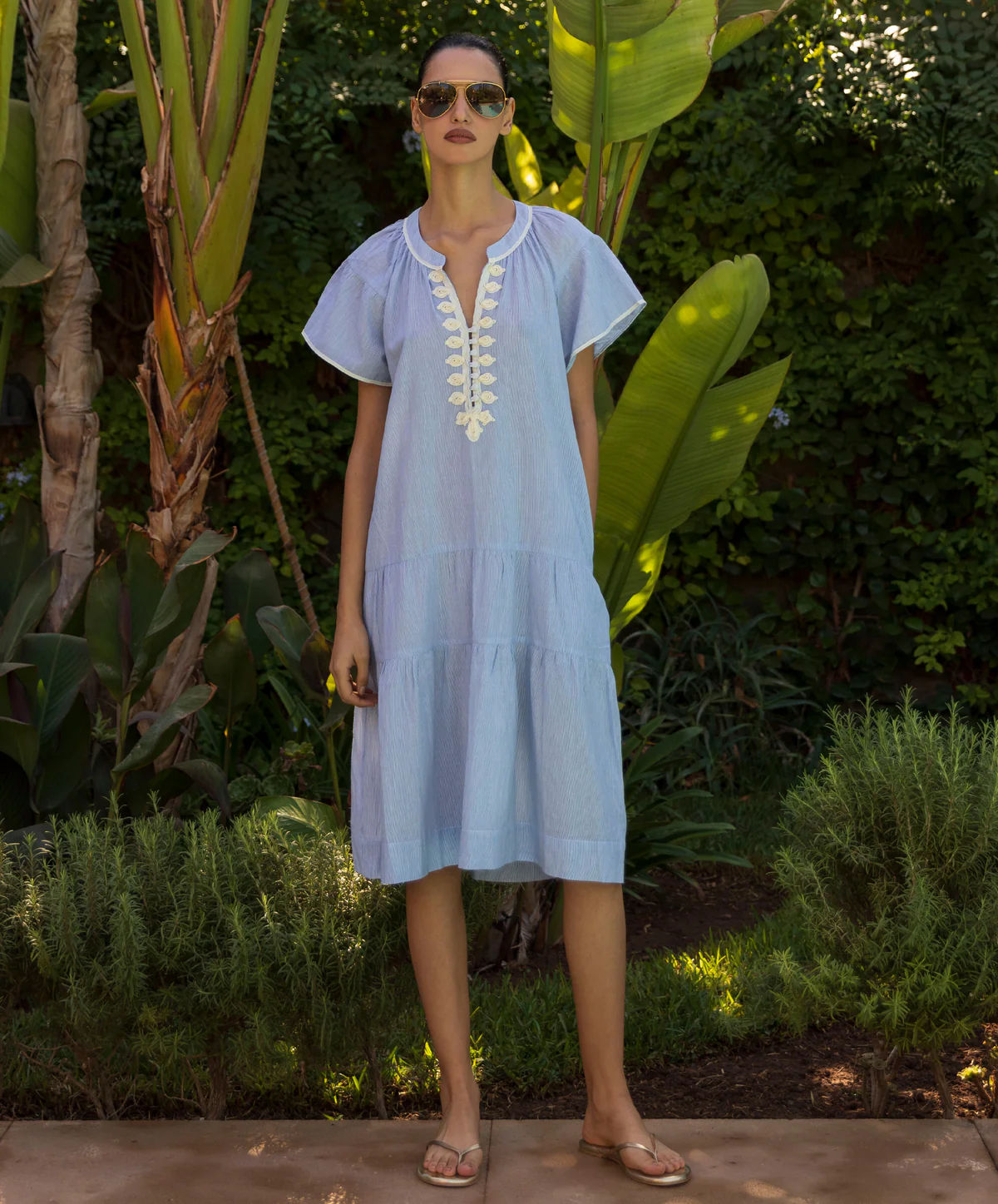 Carnation Dress - Blue Stripes