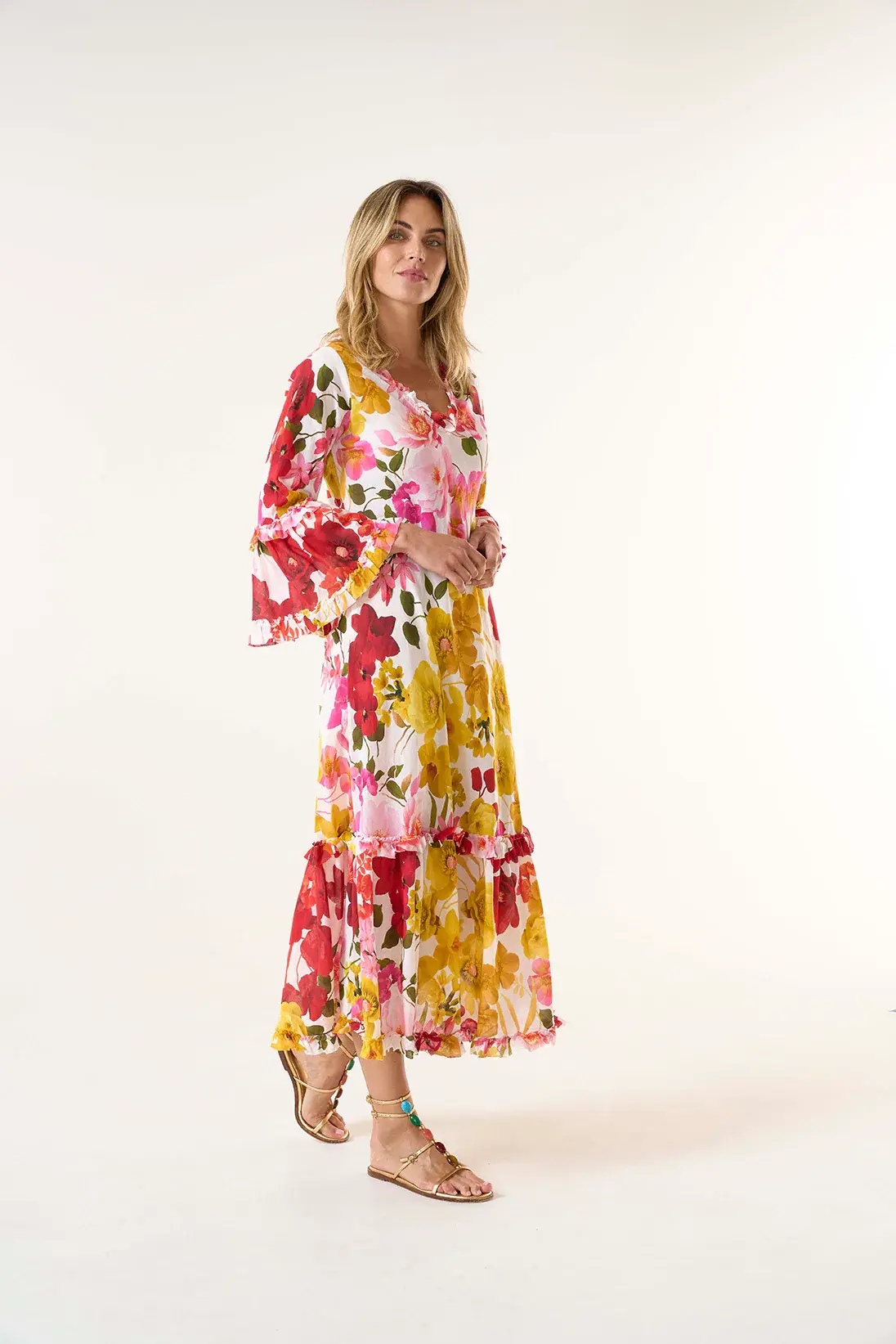 Long Indi-Flamenco Yellow-Cotton-Yellow