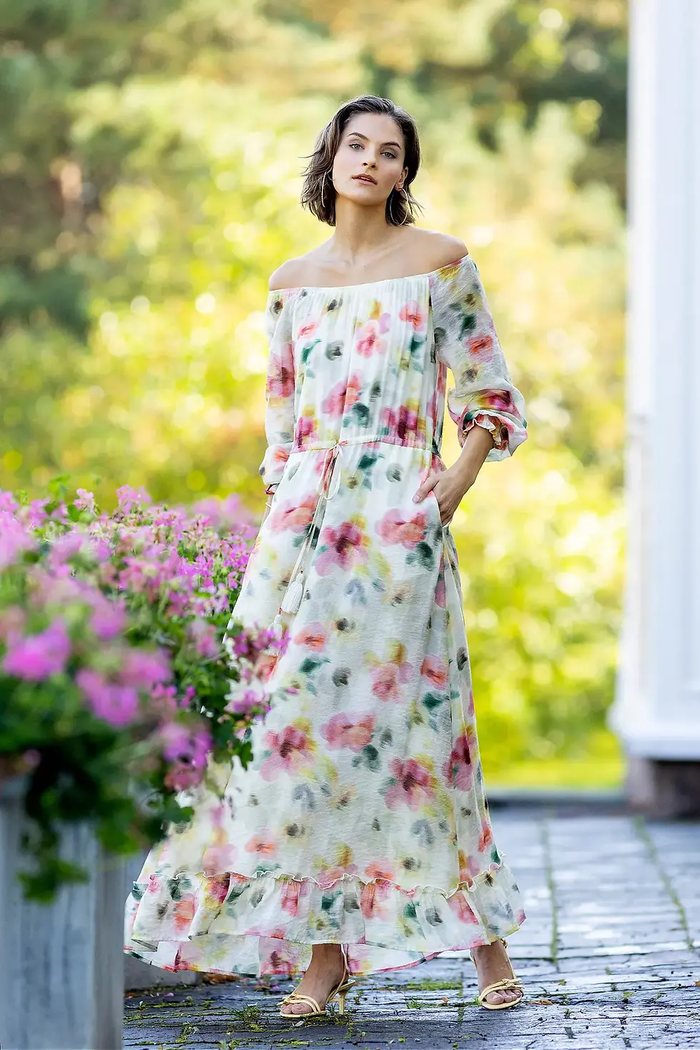 Thumbnail: Feminine Long Dress Waterprint