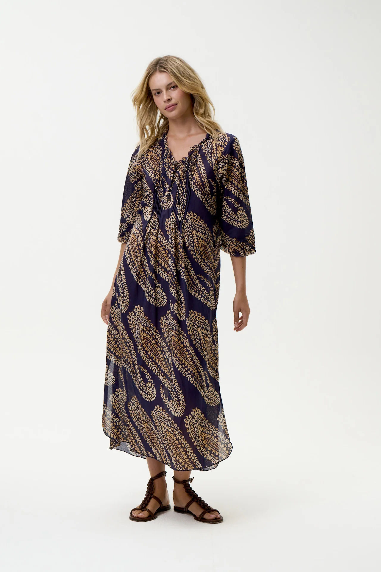 Long Poppy-Provence-Cotton-Navy Paisley