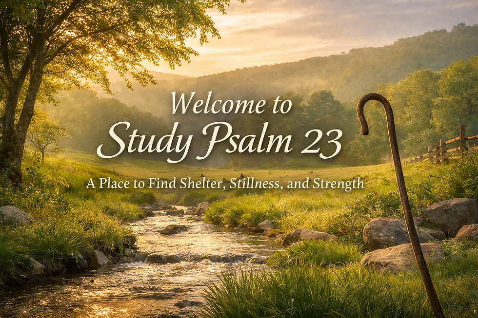 Serene setting, peaceful waters, and shepherd's crook anchor this landscape scene