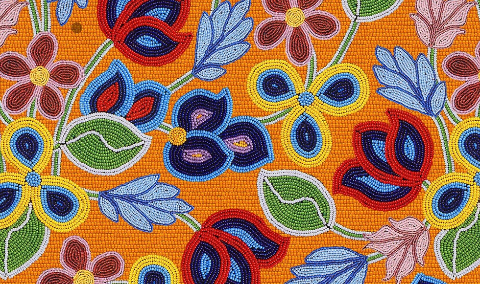 Beaded Floral II Indigenous fabric orange