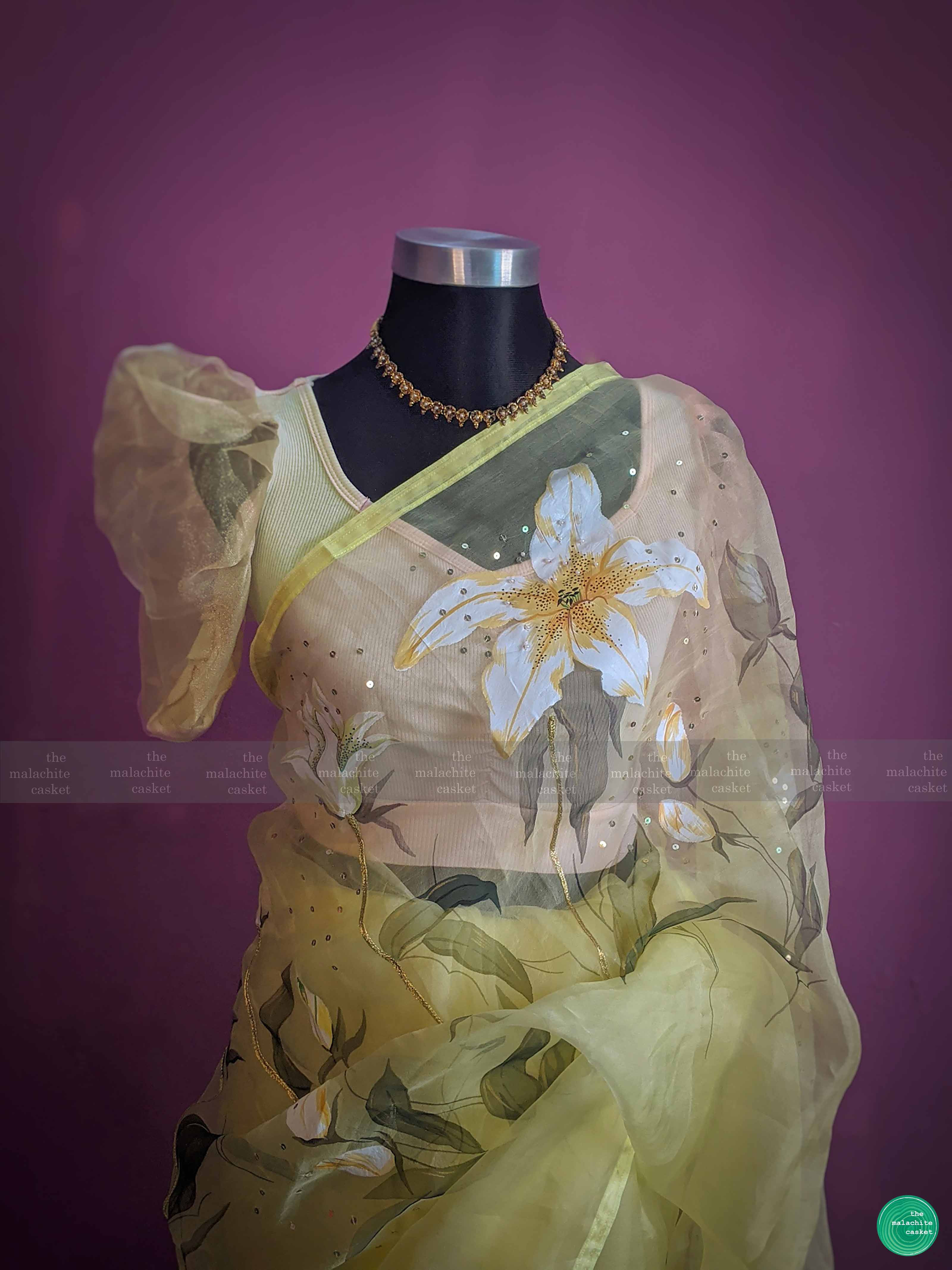 lily yellow saree