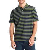 Nautica Men's Classic Fit 100% Cotton Soft Short Sleeve Stripe Polo Shirt