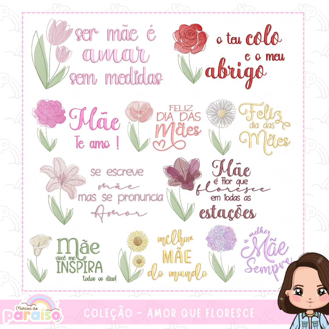 COLEÇÃO - AMOR QUE FLORESCE - FLORES + FRASE