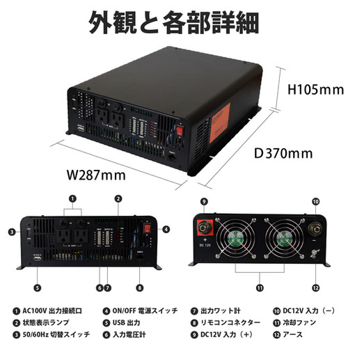 正弦波インバーター　JSW2500TR 、インバーターリモコン　CLEZEED mg2000tr.jpg