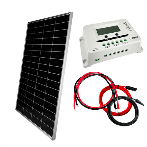 DIYソーラー発電4点セット】200Wアルミフレームソーラーパネル 20A