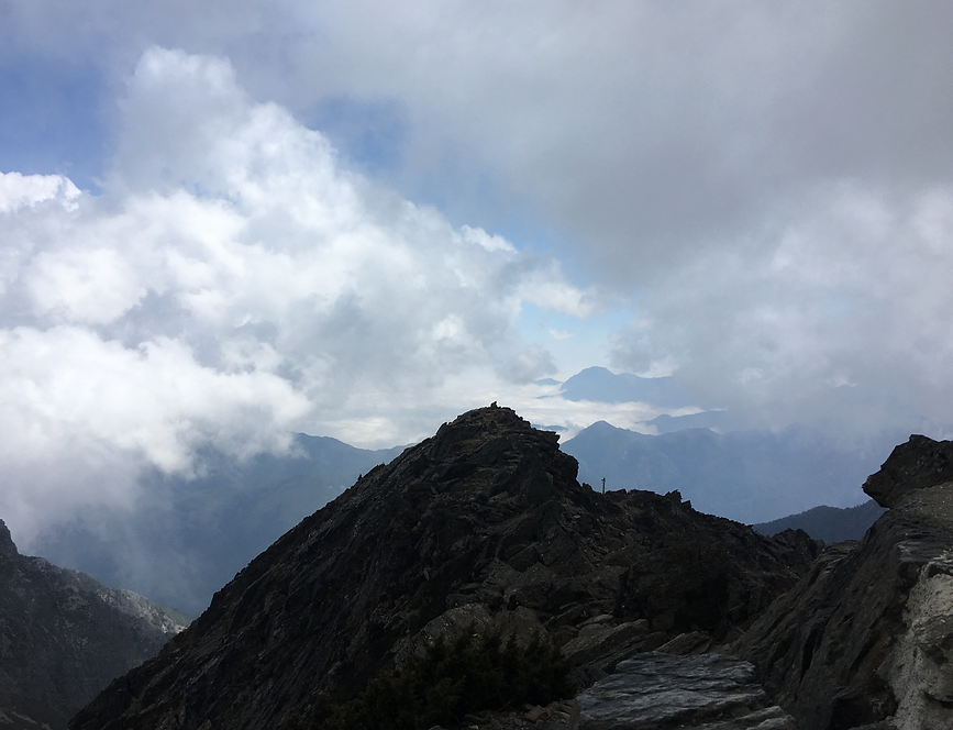 Sea cloud around peak at Yushan Mountain, Taiwan