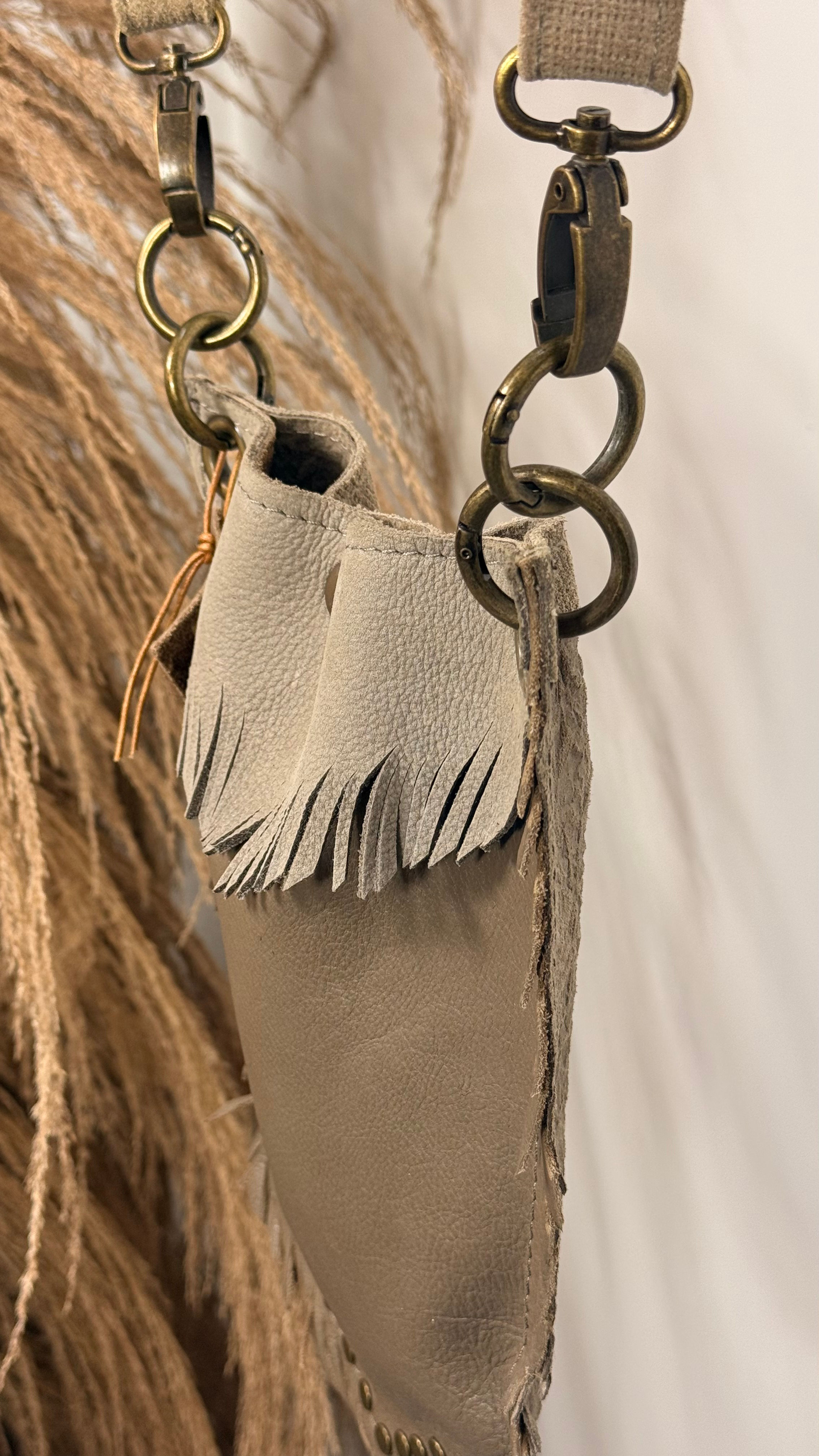 Klein leren schoudertasje - Handgemaakt