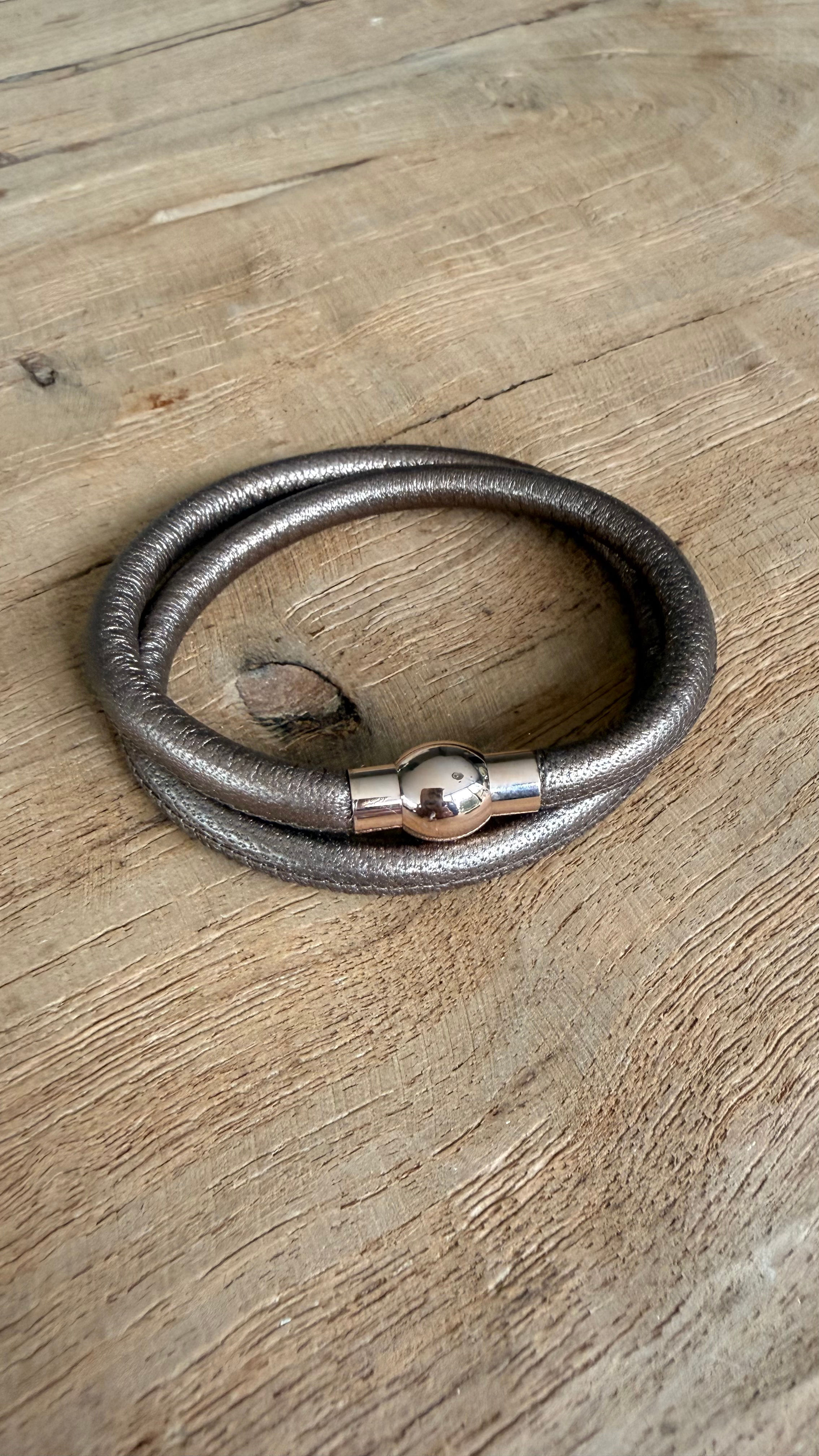 Leren dames armband dubbel - handgemaakt