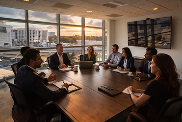 Business meeting with sunset view in Miami.png