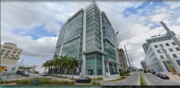 Modern Miami Green Building office tower at 3150 SW 38th Ave in Coral Gables near Coconut Grove, featuring glass facade and premium office spaces at My Miami Office.