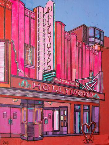 Painting by colour artist Laura Selevos of special places and buildings from around the world.