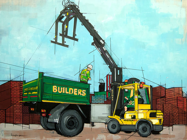 Big, colour pop paintings on canvas, by Laura Selevos