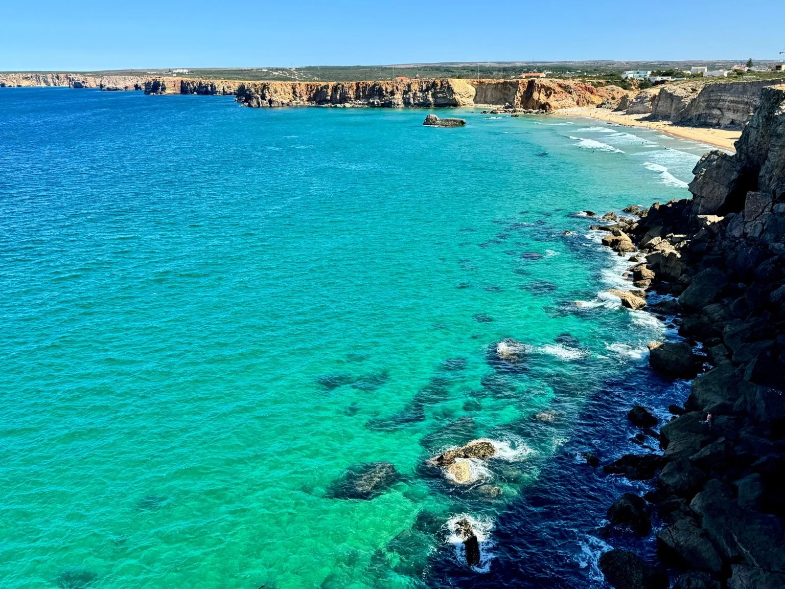 Côtes escarpées mer turquoise Sagres Algarve Portugal