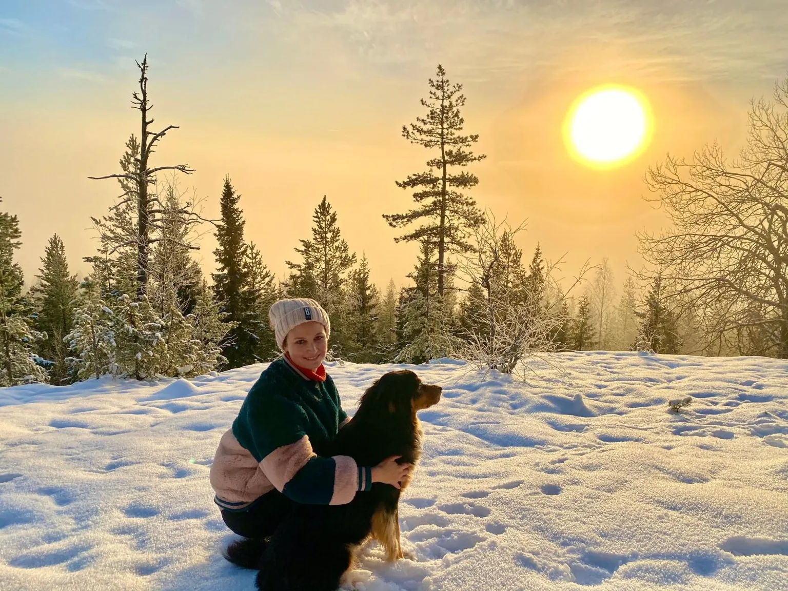 Mathilde Attia neige coucher soleil Umeå Lycksele Laponie Suédois