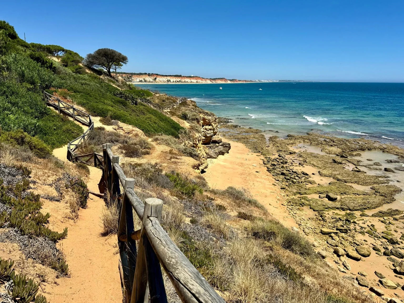 Sentier côtier falaises plage sauvage Algarve Portugal
