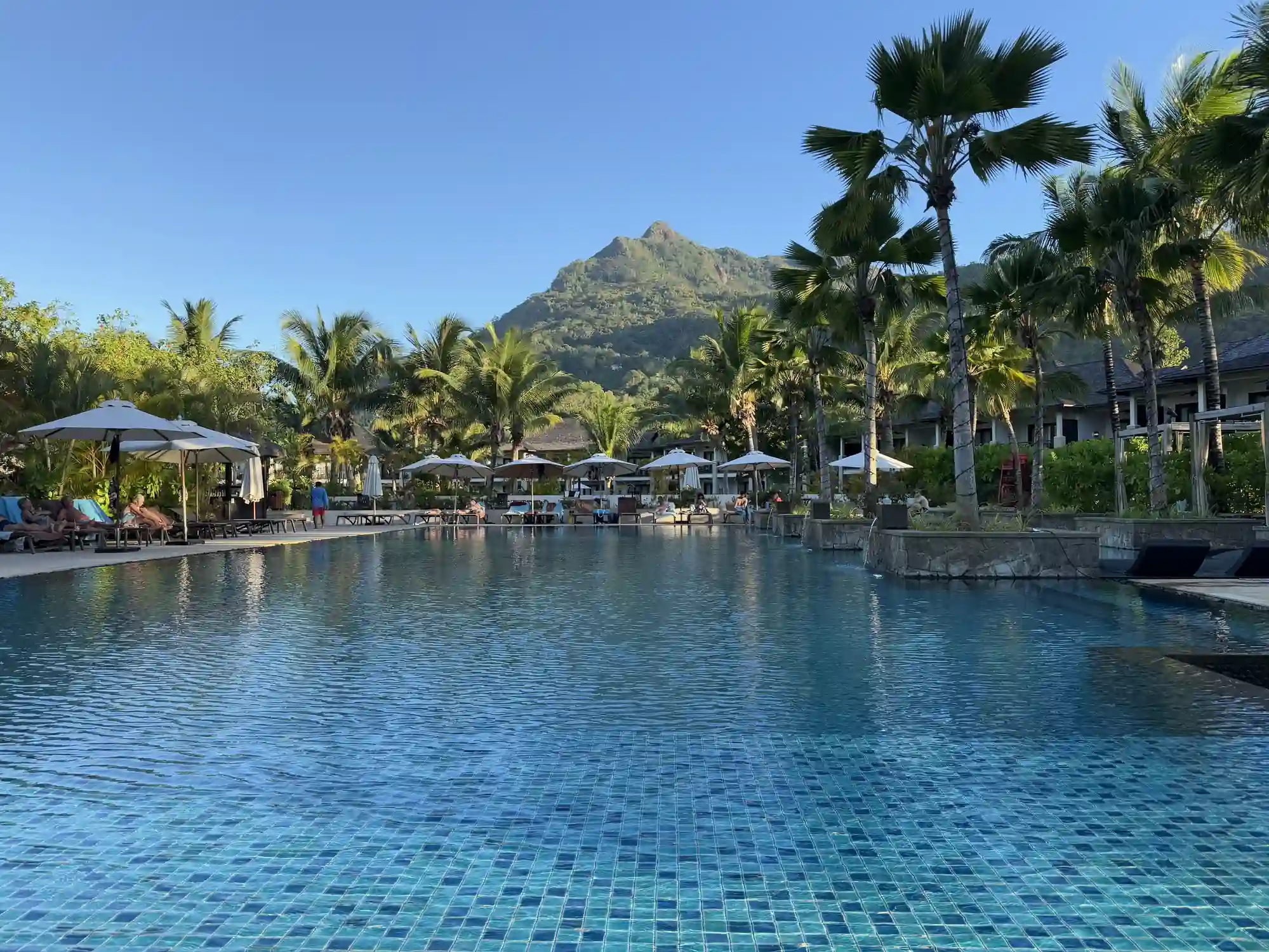 Piscine palmiers montagne Story Hotel Mahé Seychelles