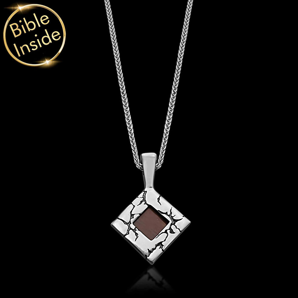 Thumbnail: Nano Bible Jewelry - Rhombus Necklace With Engraved Bible - Lightening Design