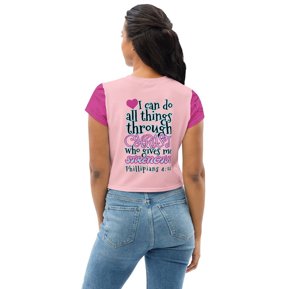 Thumbnail: STRONG IN CHRIST JESUS- Crop Tee Pink