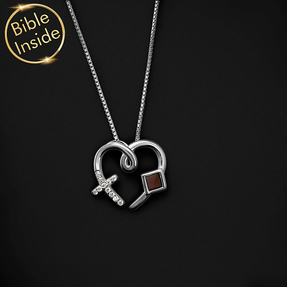 Thumbnail: Jewelry for Wife - Heart & Cross Necklace With Nano Bible