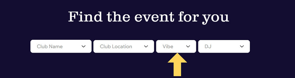 club radar filters, Vibes highlighted