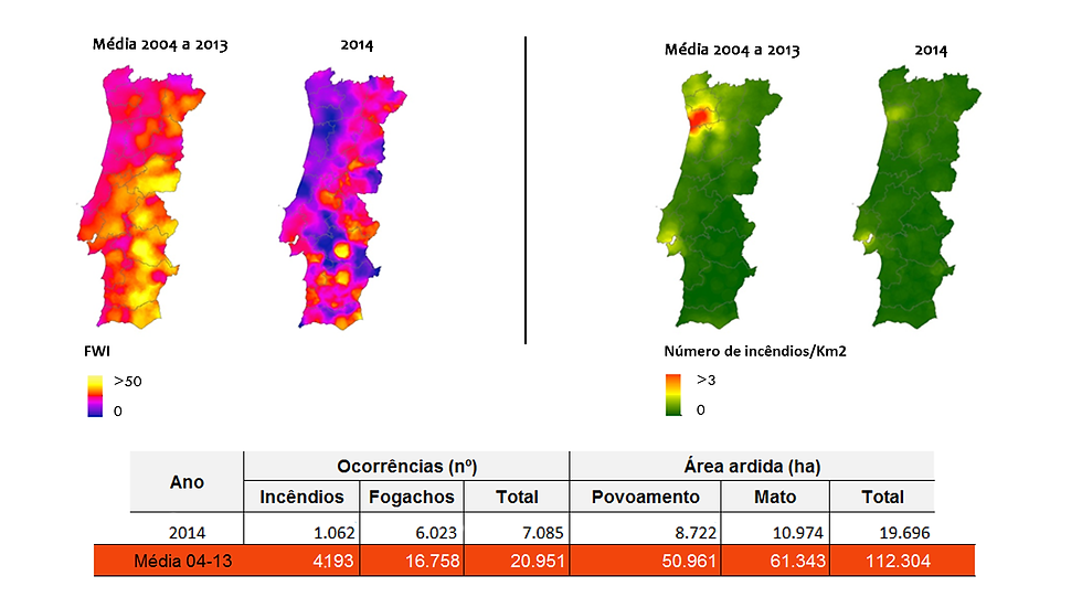 Média fwi e incêndios florestais