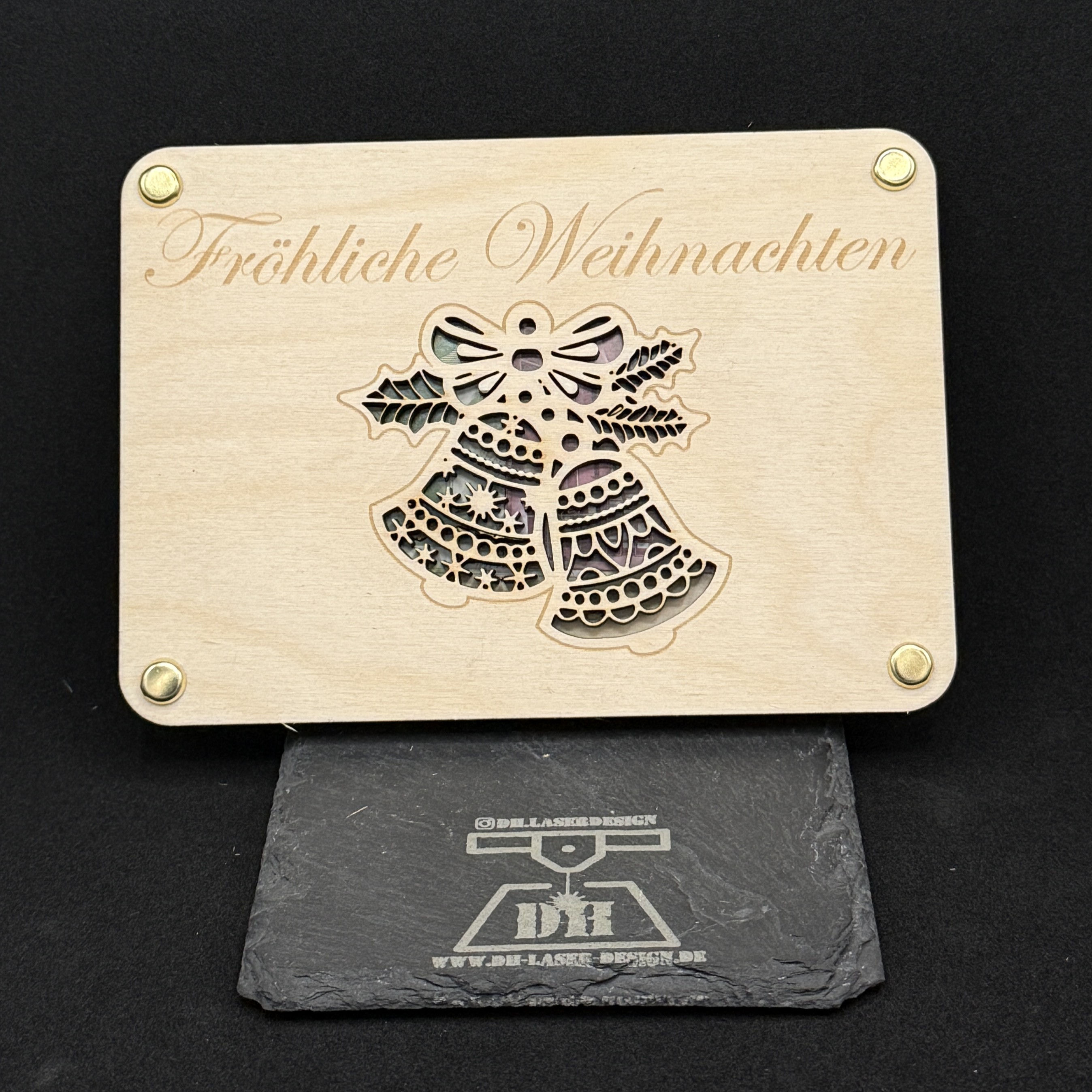 Fröhliche Weihnachten, Geschenkkarte aus Holz