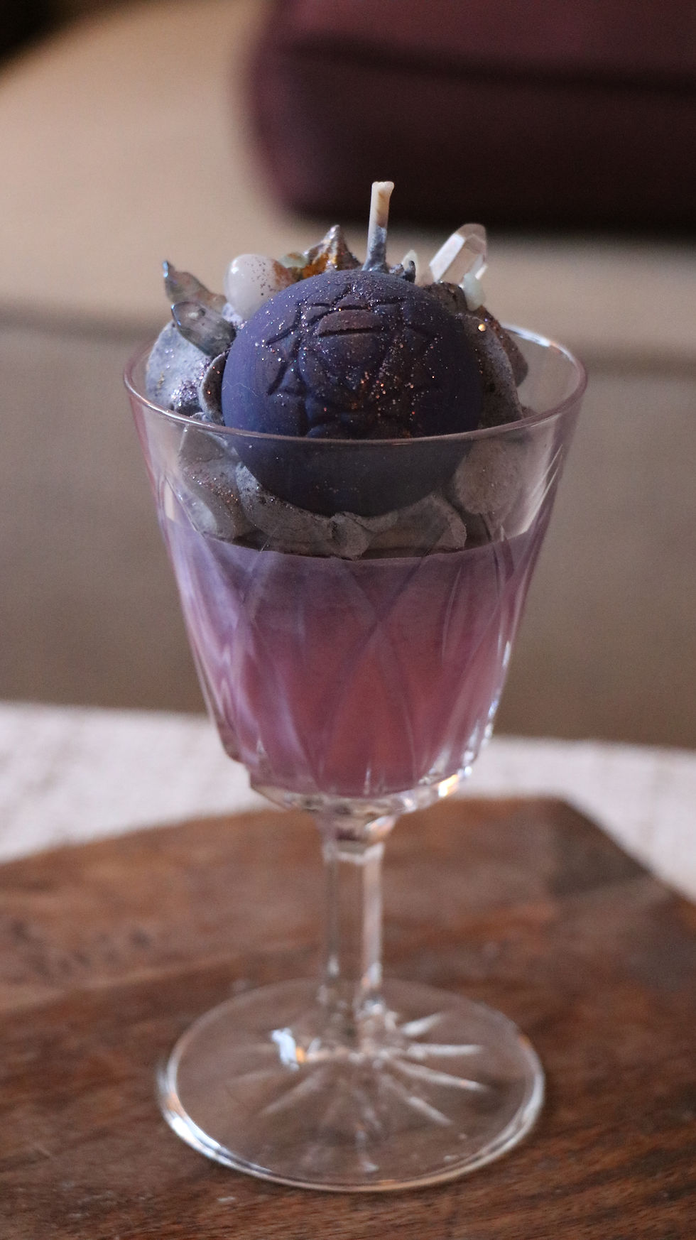 Miniature : Bougie "Purple Witch" | Cristal de roche & quartz aura