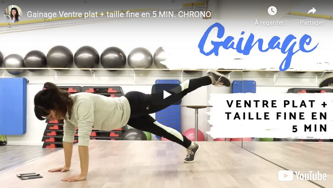 Séance vidéo Gainage ventre plat + taille fine en 5 min CHRONO.