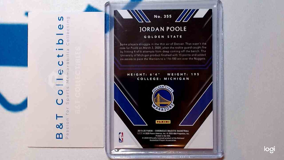 Thumbnail: 2019-20 Chronicles Jordan Poole Majestic Rookie RC #355 /249