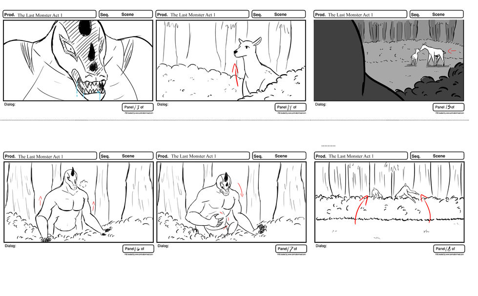 The Last Monster Act 1 Storyboards (13 - 18)