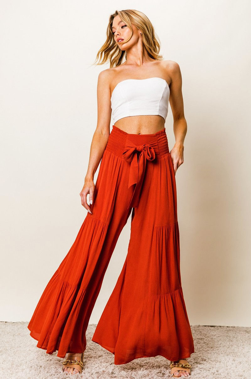 Front Tie Wide Legged Pants