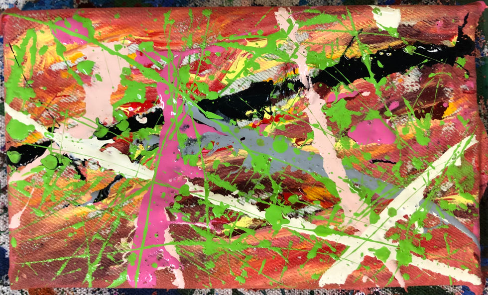 Micro-aggression. May 2024. 8" x 4.75". Acrylic on denim. © Nolan.