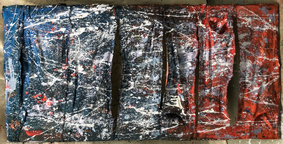 #49. Aug-Nov 2024. 48" x 23.75". Acrylic on denim. © Nolan.