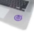 Thumbnail: Small sized Charming Quail™ logo sticker with ‘Embrace ∞ Nerdy’ and QR code placed on a laptop.