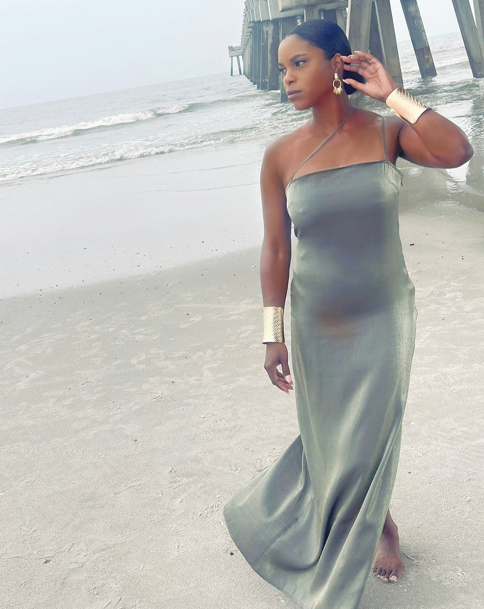 Thumbnail: AQUARIUS SATIN SHIMMER MAXI DRESS