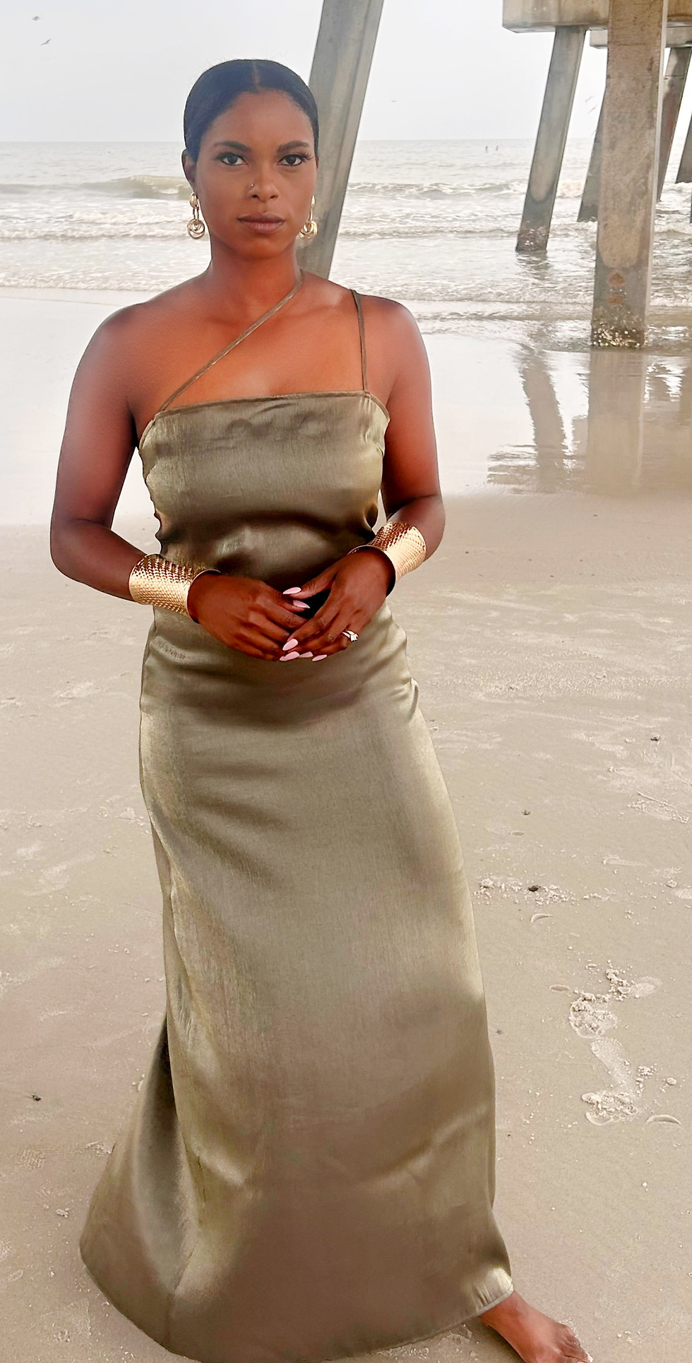 Thumbnail: AQUARIUS SATIN SHIMMER MAXI DRESS