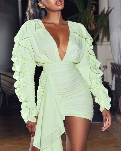 bodycon dress with ruffle bottom Women's Dresses Aces Cami Strap Ruffle Hem Mini Bodycon Dress White XL by Selfie Leslie