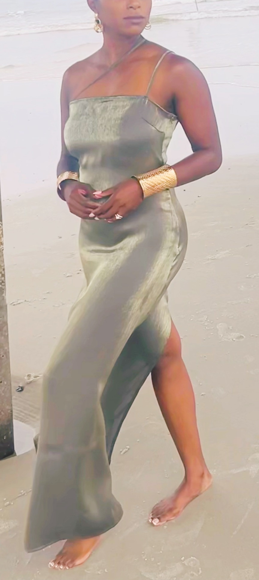 Thumbnail: AQUARIUS SATIN SHIMMER MAXI DRESS