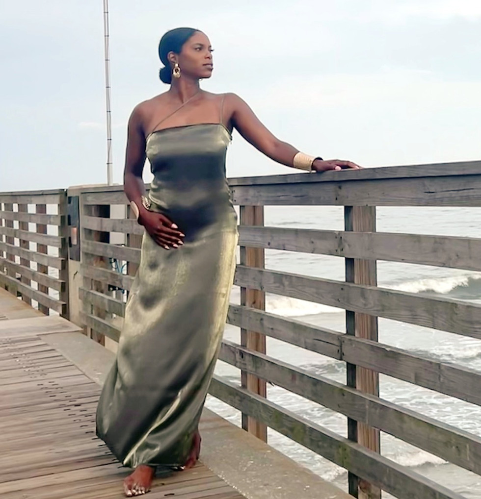 Thumbnail: AQUARIUS SATIN SHIMMER MAXI DRESS