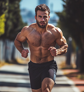 Pessoa treinando correndo, representando aumento de performance, força, definição e saúde metabólica